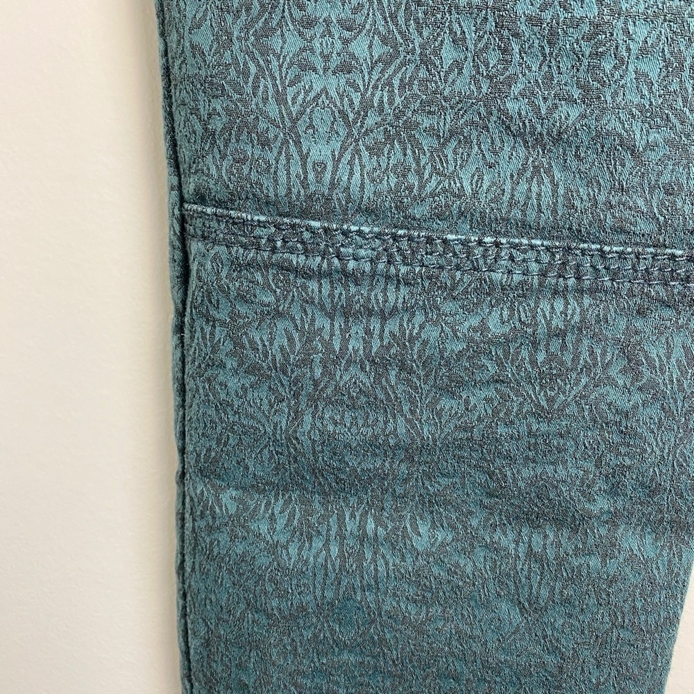 Pilcro and The Letterpress Green Forest Floral Stretch‎ Pant Size 26 Zipper Hems - Picture 7 of 14